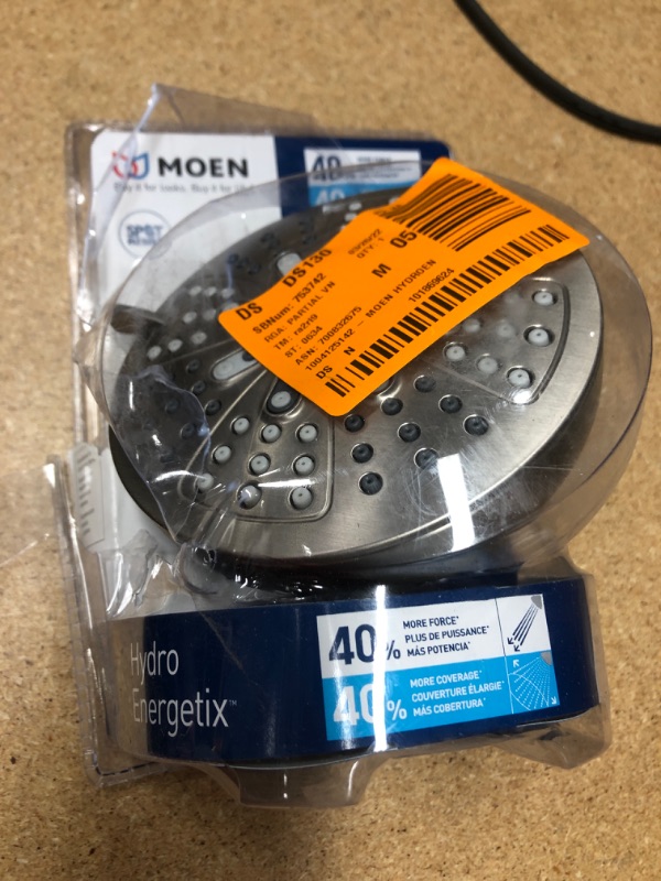 Photo 2 of HydroEnergetix 8-Spray Patterns with 1.75 GPM 4.75 in. Single Wall Mount Fixed Shower Head in Spot Resist Brushed Nickel
