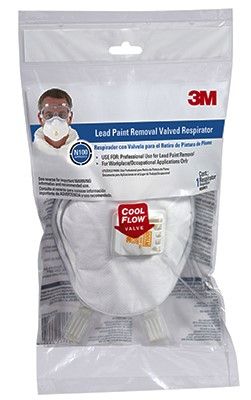 Photo 1 of 3M N100 Lead Paint Removal Disposable Respirator Valved White 1 Pc
