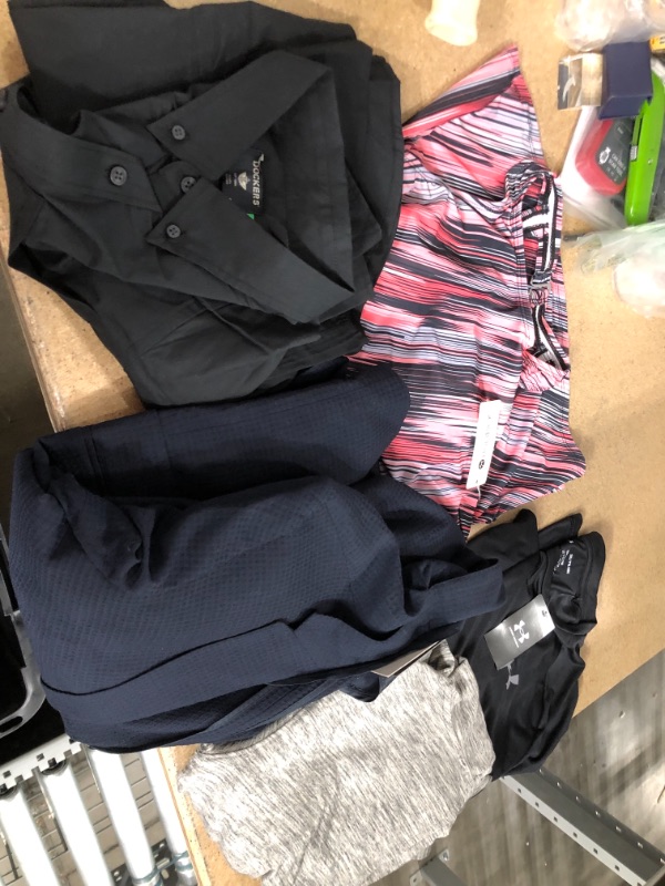 Photo 1 of **NO REFUNDS/RETURNS** - Bundle of assorted clothes (shirts, blazers, sweatshirts) **MEDIUM, LARGE, AND XXL**  