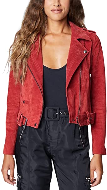 Photo 1 of [BLANKNYC] Womens Luxury Clothing Cropped Suede Leather Motorcycle Jackets, Comfortable & Stylish Coats- XS
