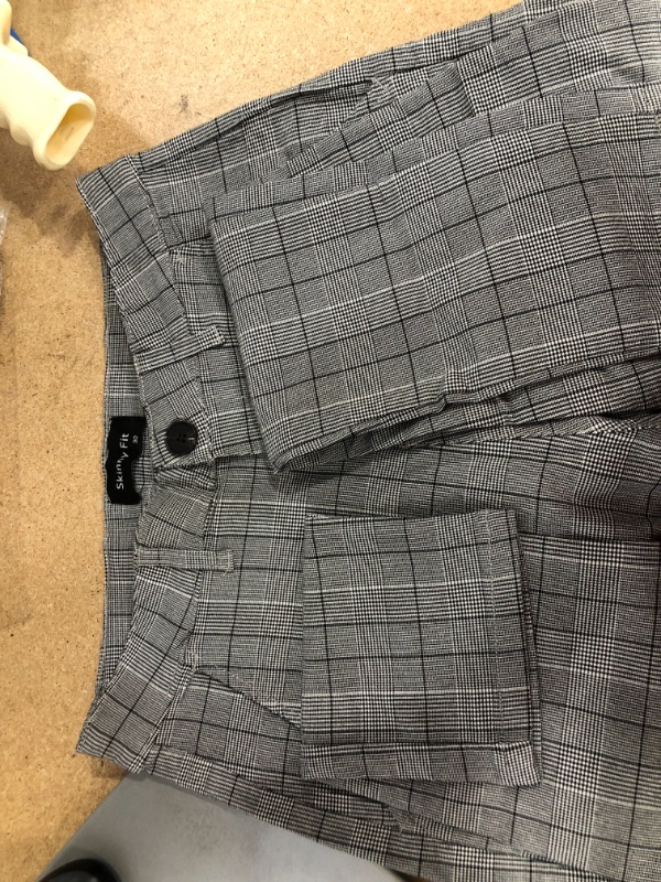 Photo 1 of 'Fit Check Black and White Glen Plaid High Waisted Trouser Pants- 30 
