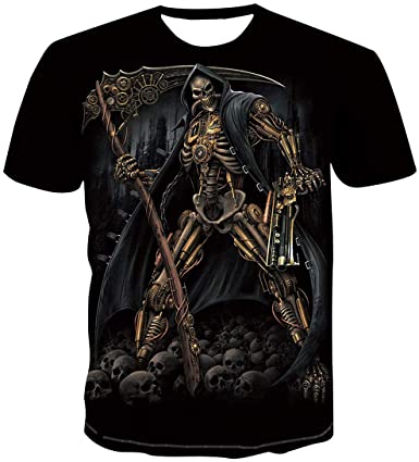 Photo 1 of Benksrt 3D Graphic Skull T-Shirts for Men Funny Printed Short Sleeve Tee Shirts-3XL
