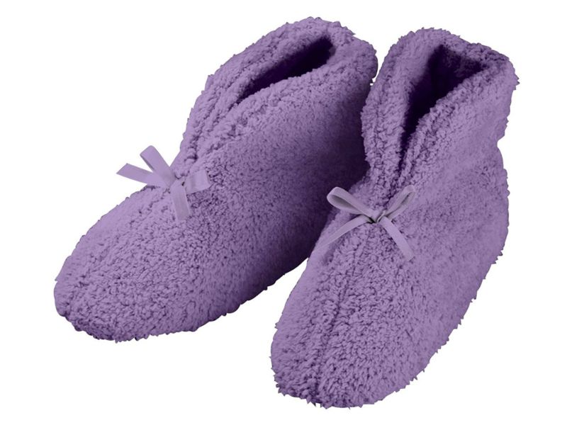 Photo 1 of MSP Imports Women's Chenille Slippers - Soft Ultra-Plush Booties, Purple size: 6.5-7.5
