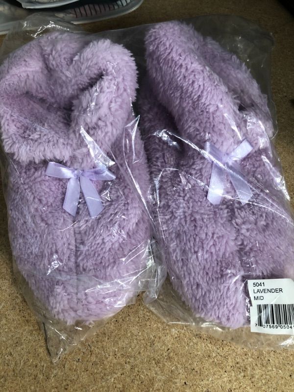 Photo 1 of MSP Imports Women's Chenille Slippers - Soft Ultra-Plush Booties, Purple size: 6.5-7.5
