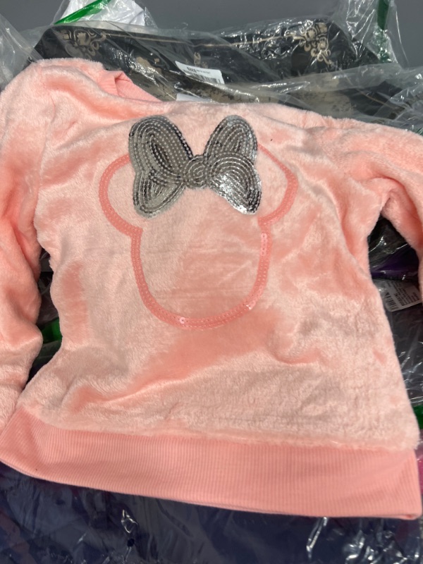 Photo 1 of Disney Girl's 2-Piece Minnie Mouse Legging Pants Set with Sequined Pullover Long Sleeve Shirt, Red/Black
SIZE 5T