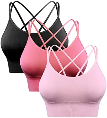 Photo 1 of 4 Pack Strappy Sports Bra for Women Sexy Crisscross for Yoga Running Athletic Gym Workout Fitness Tank Tops
size medium