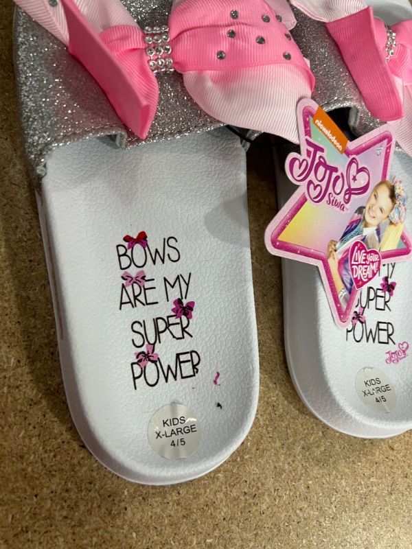 Photo 3 of JoJo Siwa Girls Studded Open Toe Slide Sandals with Signature Bow SIZE X-LARGE 5-6