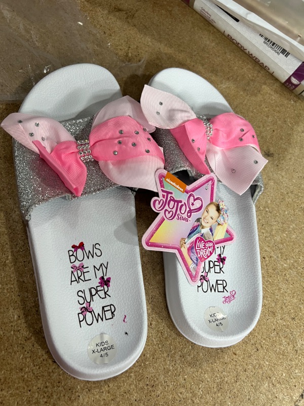 Photo 4 of JoJo Siwa Girls Studded Open Toe Slide Sandals with Signature Bow SIZE X-LARGE 5-6