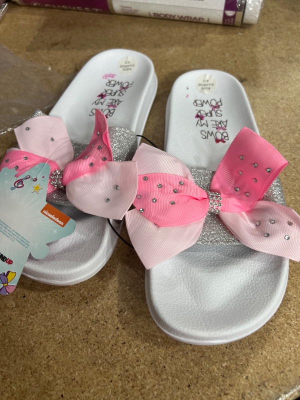 Photo 2 of JoJo Siwa Girls Studded Open Toe Slide Sandals with Signature Bow SIZE X-LARGE 5-6