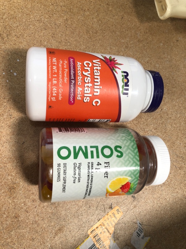 Photo 1 of **BB: 07/2023**- 2 Bottles of dietary supplements: Vitaamin C Crystals and SOLIMO fiber