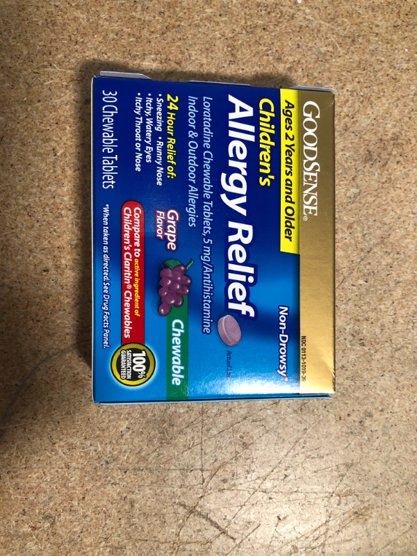 Photo 2 of ** BB 07/2022** Good Sense Children's Allergy Relief Loratadine Chewable Tablets, Grape, 30Count
