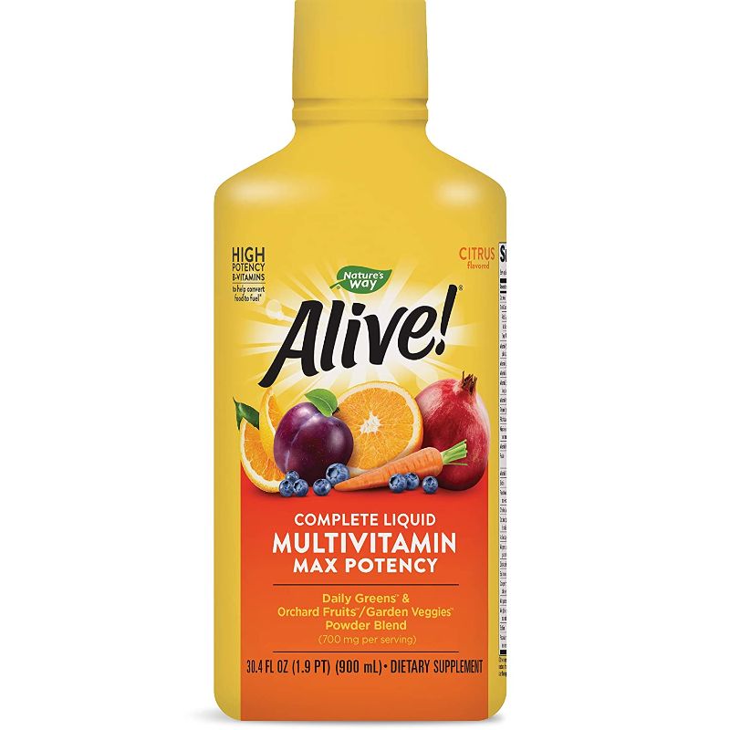 Photo 1 of **BB 07/2022** -Nature's Way Alive! Max Potency Liquid Multivitamin, Antioxidants, Food-Based Blends, 30.4 Fl Oz., Citrus Flavored
