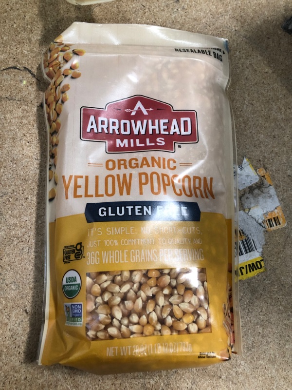 Photo 2 of *EXPIRED 04/16/2022**- Arrowhead Mills Organic Yellow Popcorn Kernels, 28 Ounce Bag (Pack of 6)
