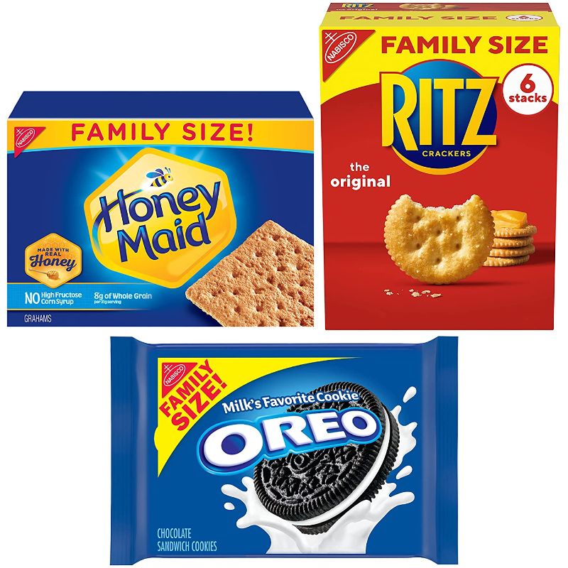 Photo 1 of *** non-refundable**
best by date 4/21/22
OREO Original Cookies, RITZ Crackers, Honey Maid Graham Crackers Variety Pack, Family Size, 3 Packs
