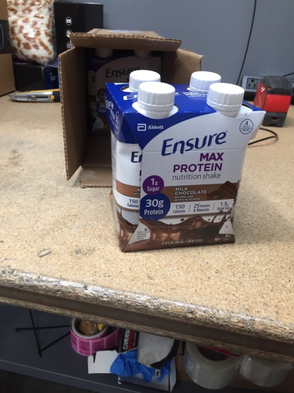 Photo 2 of **non-refundable**
best by 6/1/22
Ensure Max Protein Nutrition Shake with 30g of Protein, 1g of Sugar, High Protein Shake, Milk Chocolate, 11 fl oz, 12 Count
