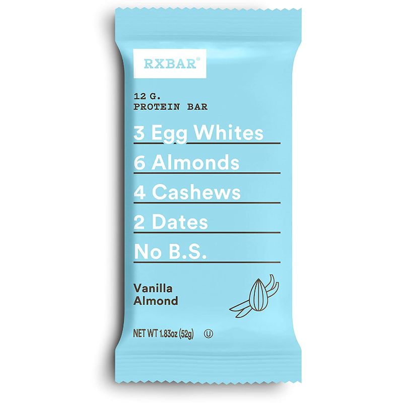 Photo 1 of ***non-refundable**
best by 7//7/22
RXBAR, Vanilla Almond, Protein Bar, 1.83 Ounce (Pack of 12), High Protein Snack, Gluten Free
