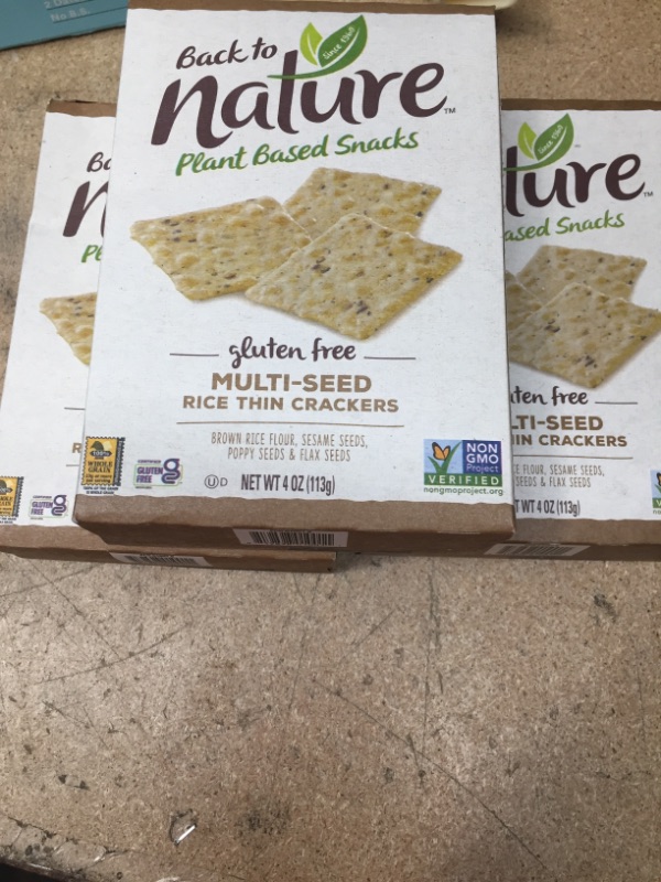 Photo 2 of **NON-REFUNDABLE**
BEST BY 5/13/22
3 Back to Nature Gluten Free Crackers, Non-GMO Multi-Seed Rice Thins, 4 Ounce
