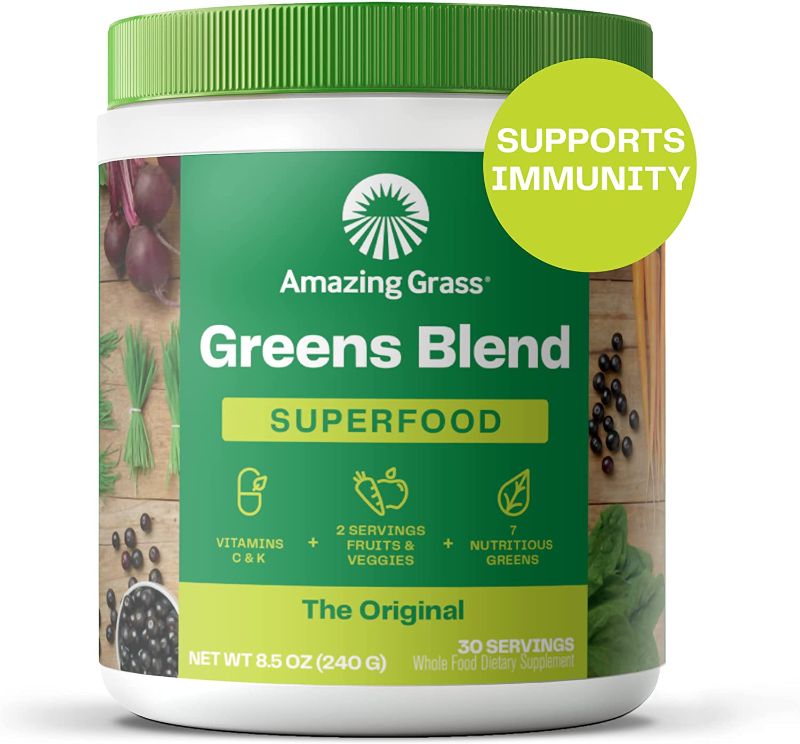 Photo 1 of ***NON-REFUNDABLE**
BEST BY 9/22
Amazing Grass Greens Blend Superfood: Super Greens Powder with Spirulina, Chlorella, Beet Root Powder, Digestive Enzymes, Prebiotics & Probiotics, Original, 30 Servings (Packaging May Vary)
