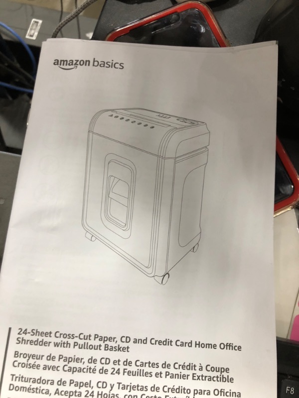 Photo 4 of Amazon Basics 24-Sheet Cross-Cut Paper, CD and Credit Card Home Office Shredder with Pullout Basket
