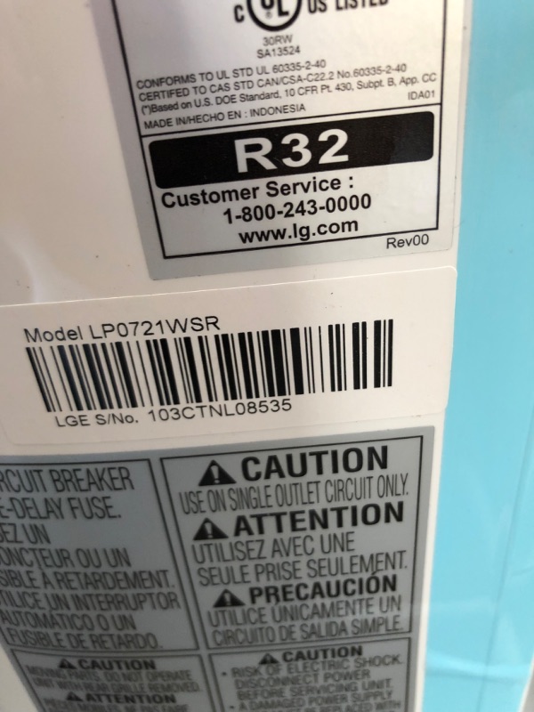 Photo 5 of 7,000 BTU (DOE) 115-Volt Portable Air Conditioner LP0721WSR Cools 300 Sq. Ft. with Dehumidifier Function and LCD Remote

