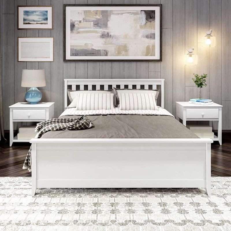 Photo 1 of **INCOMPLETE BOX 1 OF 2**Plank+Beam PB312-002 Solid Wood Queen-Size Bed, White
