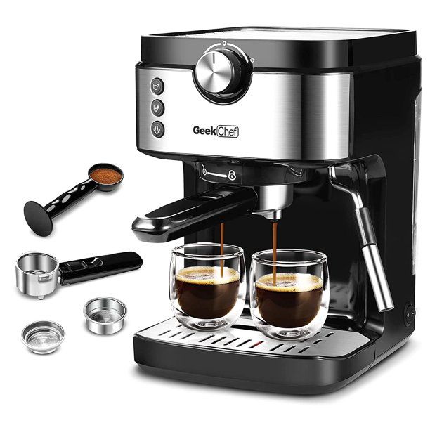 Photo 1 of Geek Chef Espresso Machine 20 Bar Coffee Machine With Foaming Milk Frother Wand,1300W No-Leaking 900 ml Removable Water Tank Coffee Maker For Espresso,Cappuccino, Latte, Machiato for Home Barista
