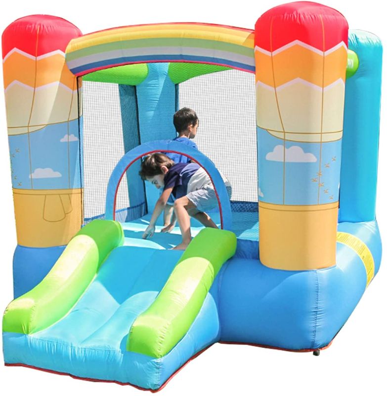 Photo 1 of **VERY DIRTY**Doctor Dolphin Inflatable Bouncy House - Bounce Castle for Kids Jumping Slide House with Air Blower (Hot Air Balloon & Rainbow Theme)
