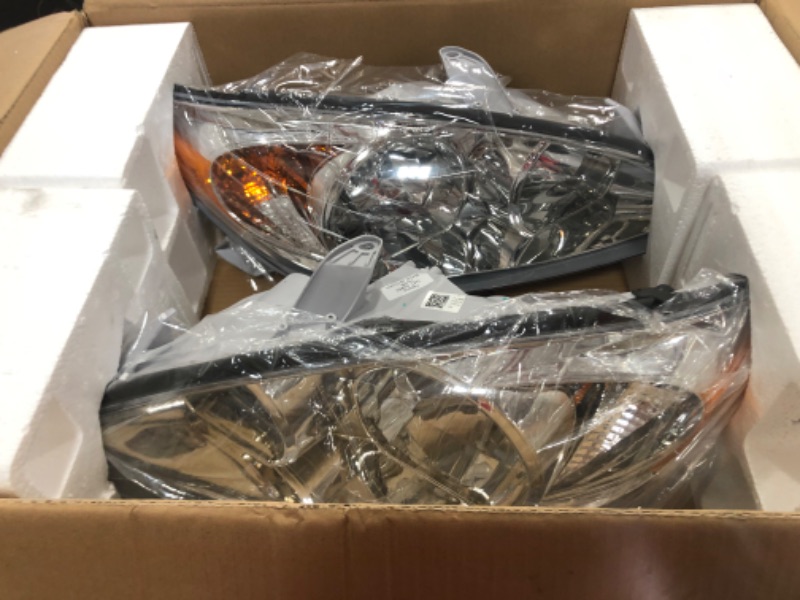 Photo 2 of **missing driver side amber internal lens** DWVO Headlight Assembly Compatible with 2002-2004 Camry Driver and Passenger Side Replacement Headlamps Chrome Housing Clear Lens
