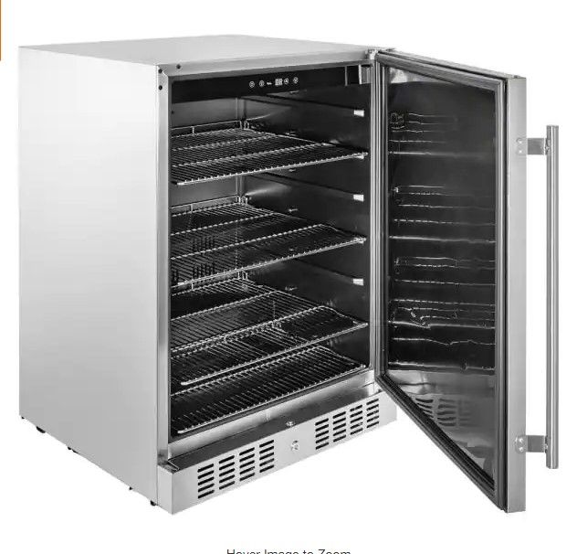 Photo 1 of ***PARTS ONLY*** 5.5 cu. ft. Outdoor Refrigerator Built-In Beverage Refrigerator with Freezer in Stainless Steel Door
minor dents see pictures 