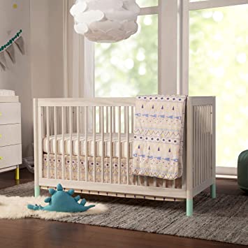 Photo 1 of Babyletto Gelato 4-in-1 Convertible Crib with Toddler Bed Conversion in Washed Natural and White, Greenguard Gold Certified
