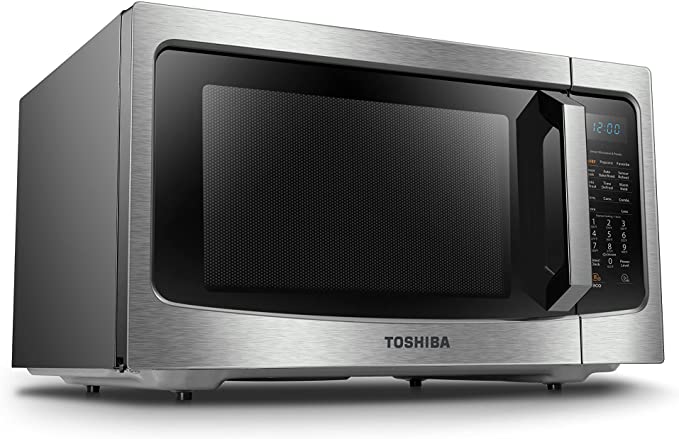 Photo 1 of Toshiba ML-EC42P(SS) Multifunctional Microwave Oven with Healthy Air Fry, Convection Cooking, Smart Sensor, Easy-to-Clean Interior and ECO Mode, 1.5 Cu.ft, Black Stainless Steel
**** dented in the front***