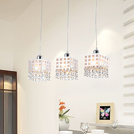 Photo 1 of DINGGU Modern Pendant Kitchen Island Lighting Chandelier 3 Lights with Square Crystal Drop
