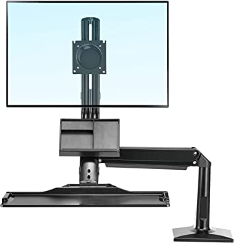 Photo 1 of SOME HARDWARE IS MISSING*** NB North Bayou Sit Stand Desk Converter, Height Adjustable Monitor Desk Mount Workstation with Keyboard Tray for 19''-27'' Screens, Loaded Within 4.4-19.8lbs, VESA 75x75 and 100x100mm NB35-B
