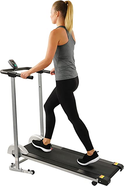 Photo 1 of Sunny Health & Fitness SF-T1407M Foldable Manual Walking Treadmill, Gray
