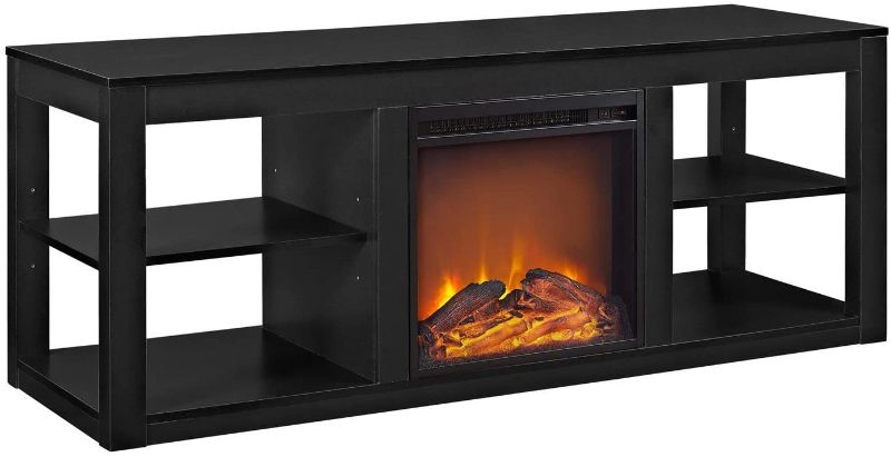 Photo 1 of Ameriwood Home Parsons TV Stand with Fireplace, 65", Black
