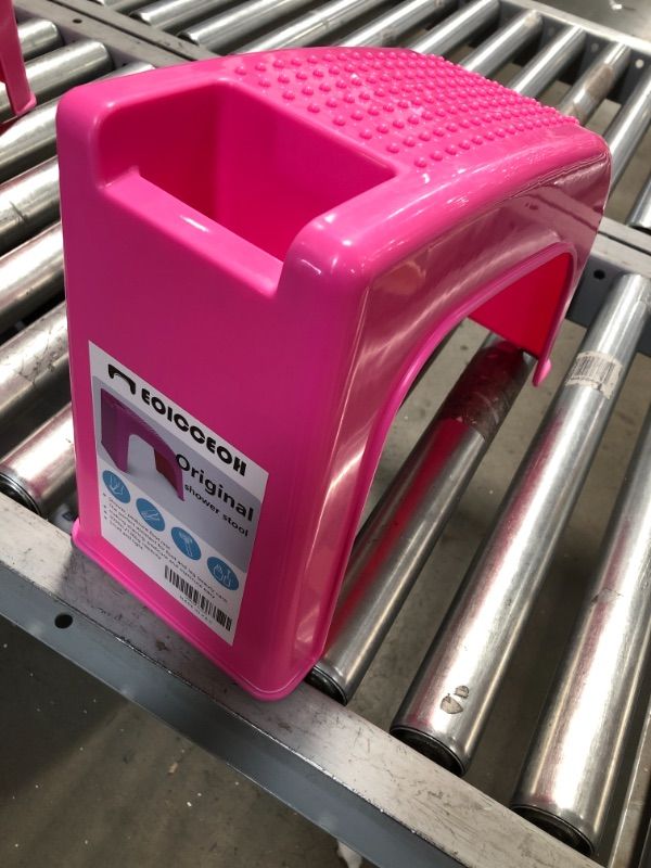 Photo 1 of EOICCEOH Shower Stool,Shower Foot Rest, Beauty Footrest for Easy At-Home Pedicures, Treat Your Feet, No More Bending, Non-Slip Sturdy Legs & Built-In Storage(PINK)