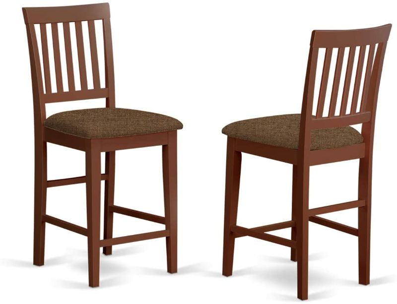 Photo 1 of East West Furniture Vernon kitchen counter height chairs-Microfiber Upholstery Seat and Mahogany Solid wood Frame kitchen counter stools set of 2
