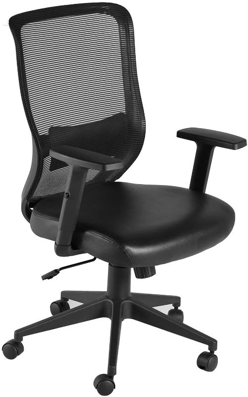 Photo 1 of **PARTS ONLY**VECELO Computer Desk Chair with Adjustable Armrest, PU Padded Seat Cushion, Ergonomic Lumbar Support for Home Office Task Work, Black
