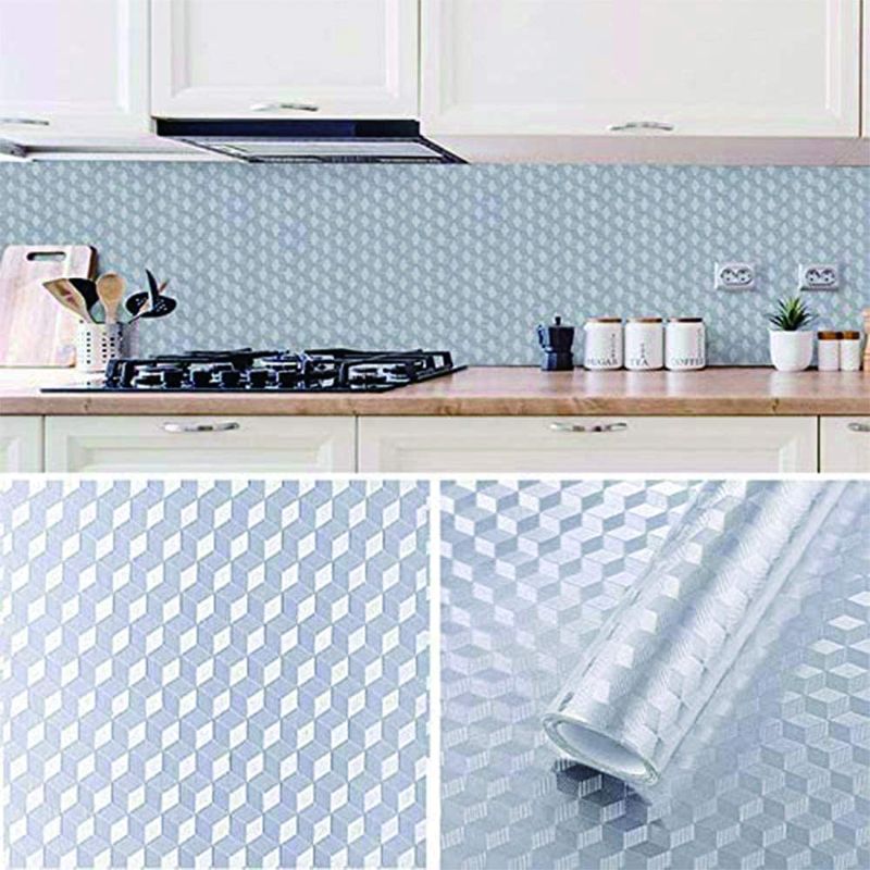 Photo 1 of 2 - Peel and Stick Wallpaper 17.71 in X 118 in Oil-Proof Aluminum Foil Oil Proof Wallpaper Easy to Clean for Kitchen Backsplash Drawer Dresser Shelf Liner
