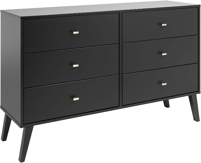 Photo 1 of *selling for PARTS ONLY *...Prepac Milo Mid Century Modern Dresser, 6-Drawer, Black
