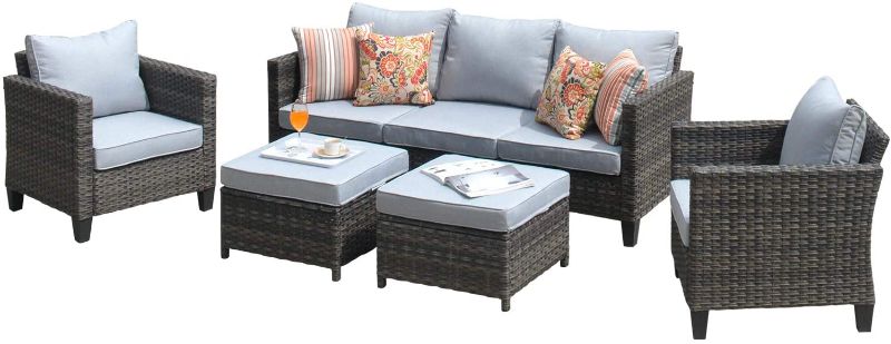 Photo 1 of *selling for PARTS ONLY *...
OVIOS Patio Furniture Set All Weather Outdoor Furniture Sectional Sofa High Back Wicker Rattan Sofa Couch for Yard Backyard Porch (5 PCS, Grey)