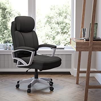 Photo 1 of INCOMPLETE MISSING ONE ARM AND HARDWARE** Flash Furniture HERCULES Series Big & Tall 500 lb. Rated Black Fabric Executive Swivel Ergonomic Office Chair with Arms
