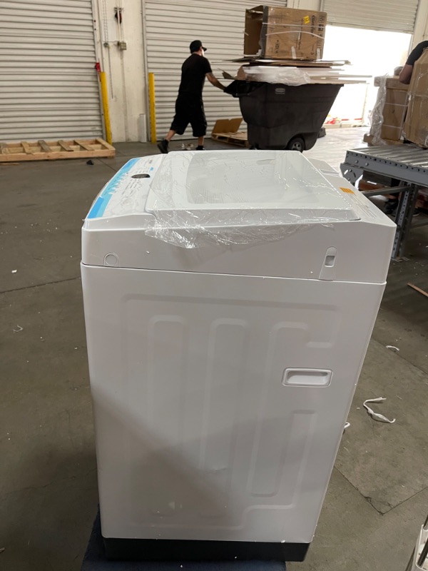 Photo 7 of ***SMALL DENT, SHOWN IN PICTURE*** COMFEE’ 1.6 Cu.ft Portable Washing Machine, 11lbs Capacity Fully Automatic Compact Washer with Wheels, 6 Wash Programs Laundry Washer with Drain Pump, Ideal for Apartments, RV, Camping, Ivory White
