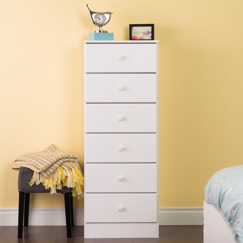 Photo 1 of ***DAMAGE SHOWN IN PICTURE*** Prepac Prepac Astrid Tall Chest - 6-Drawer - White - 52-in X 20-in WDBH-0401-1
