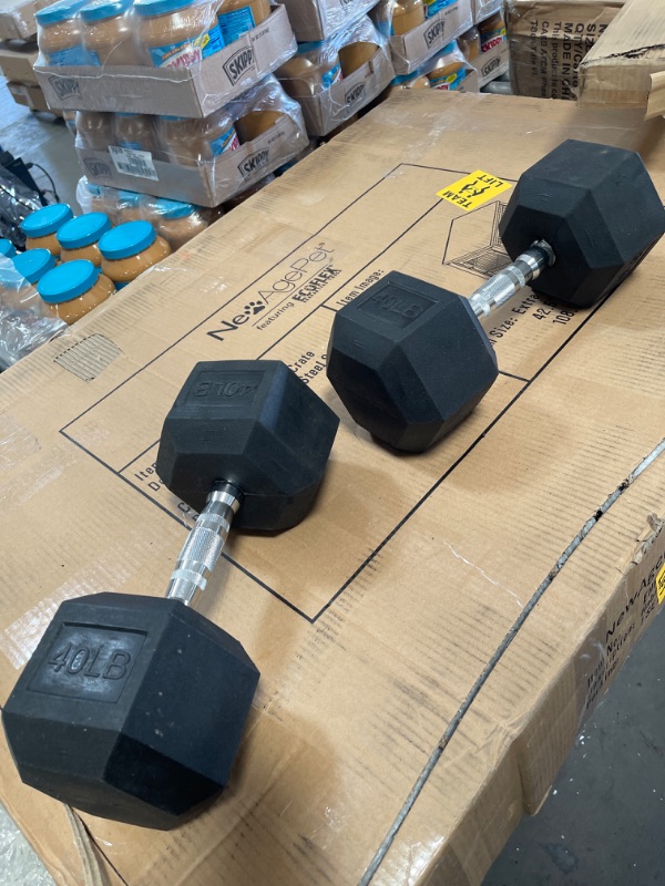 Photo 2 of ***ONE WEIGHT IS BROKEN, SHOWN IN PICTURE*** Balancefrom Rubber Encased Hex Dumbbell in Pairs
