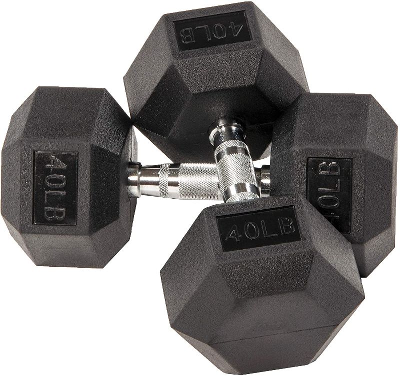 Photo 1 of ***ONE WEIGHT IS BROKEN, SHOWN IN PICTURE*** Balancefrom Rubber Encased Hex Dumbbell in Pairs
