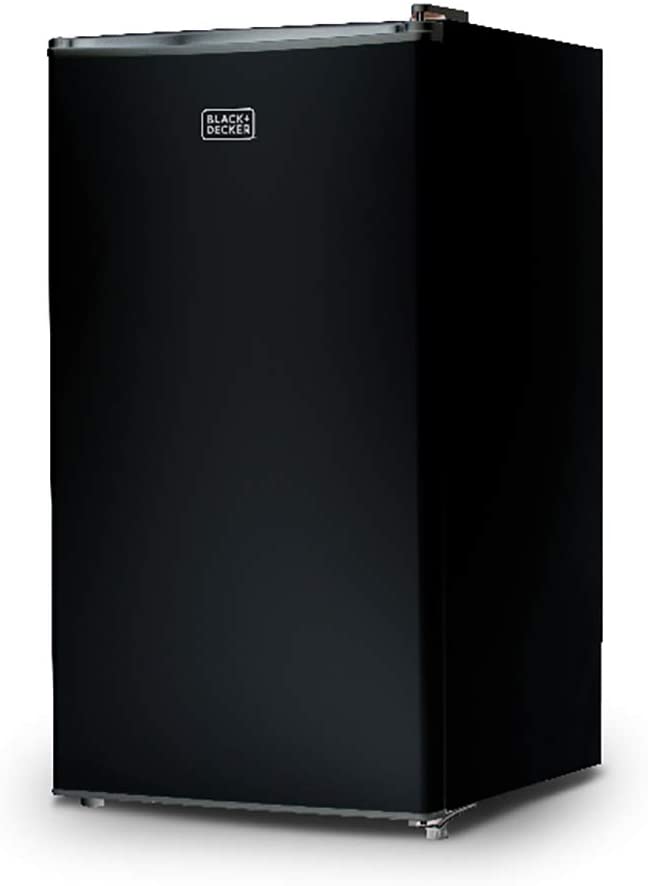 Photo 1 of ***DOOR IS OFF HINGES*** BLACK+DECKER BCRK32B Compact Refrigerator Energy Star Single Door Mini Fridge with Freezer, 3.2 Cubic Feet, Black
