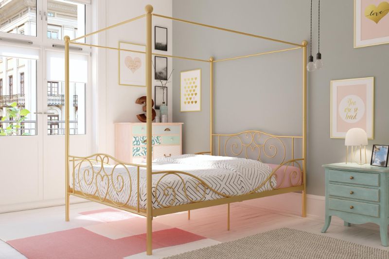 Photo 1 of ***INCOMPLETE,HARDWARE LOOSE IN BOX*** *** DHP Canopy Metal Bed - Full Size Frame - Gold

