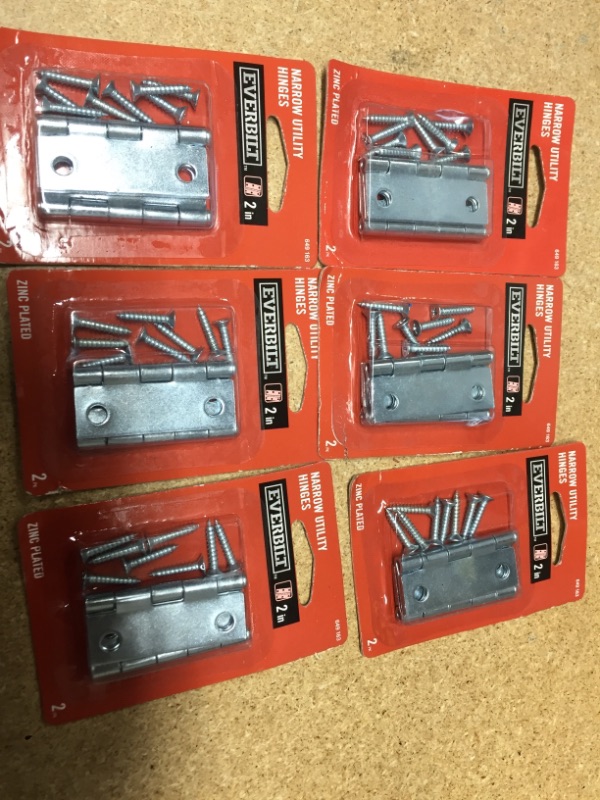 Photo 2 of  6 sets of Everbilt
2 in. Zinc Plated Narrow Utility Hinges (2-Pack)