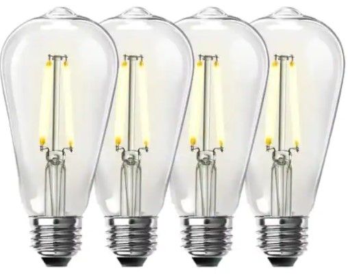 Photo 1 of Feit Electric
60-Watt Equivalent ST19 Dimmable Straight Filament Clear Glass Vintage Edison LED Light Bulb, Bright White (4-Pack)